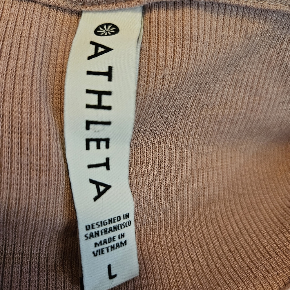 Athleta Pink Flowy Ribbed Tie Knot Top Sz Lg - Picture 5 of 6